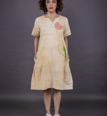 Tulip Embroidered A-Line Dress Marigold